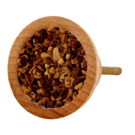 Brown Stone Embedded In Wooden Cabinet Knobs